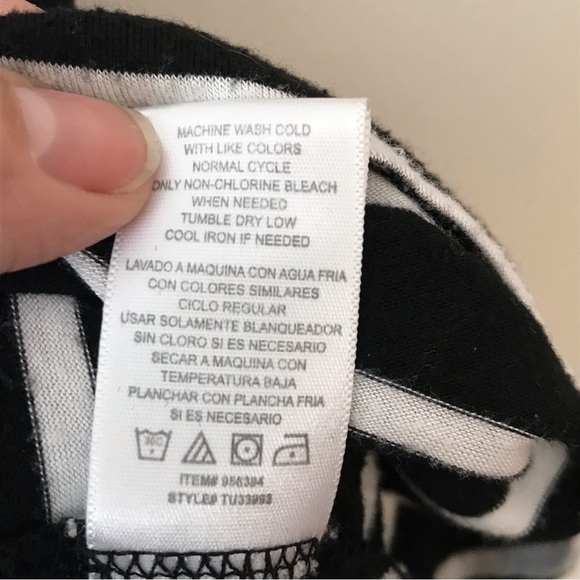 WEST Kei short sleeve t shirt with horizontal stripes and sheer sleeves. - Picture 5 of 5